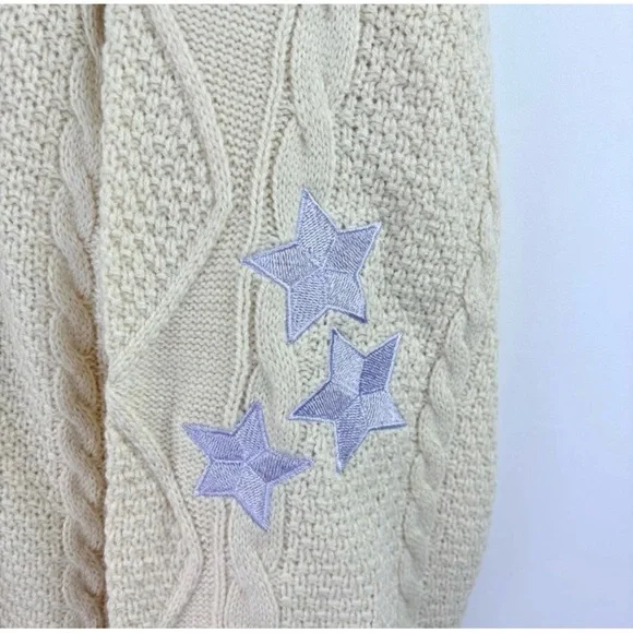 Taylor Swift Inspired Folklore Embroidered Star Knit Oversized Cardigan Womens L - Picture 7 of 8